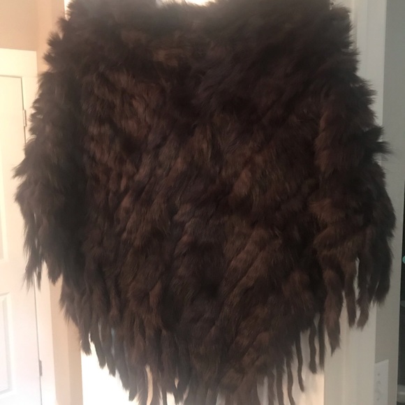 Metric Knits Rabbit Fur Shawl-Poncho - Picture 2 of 5